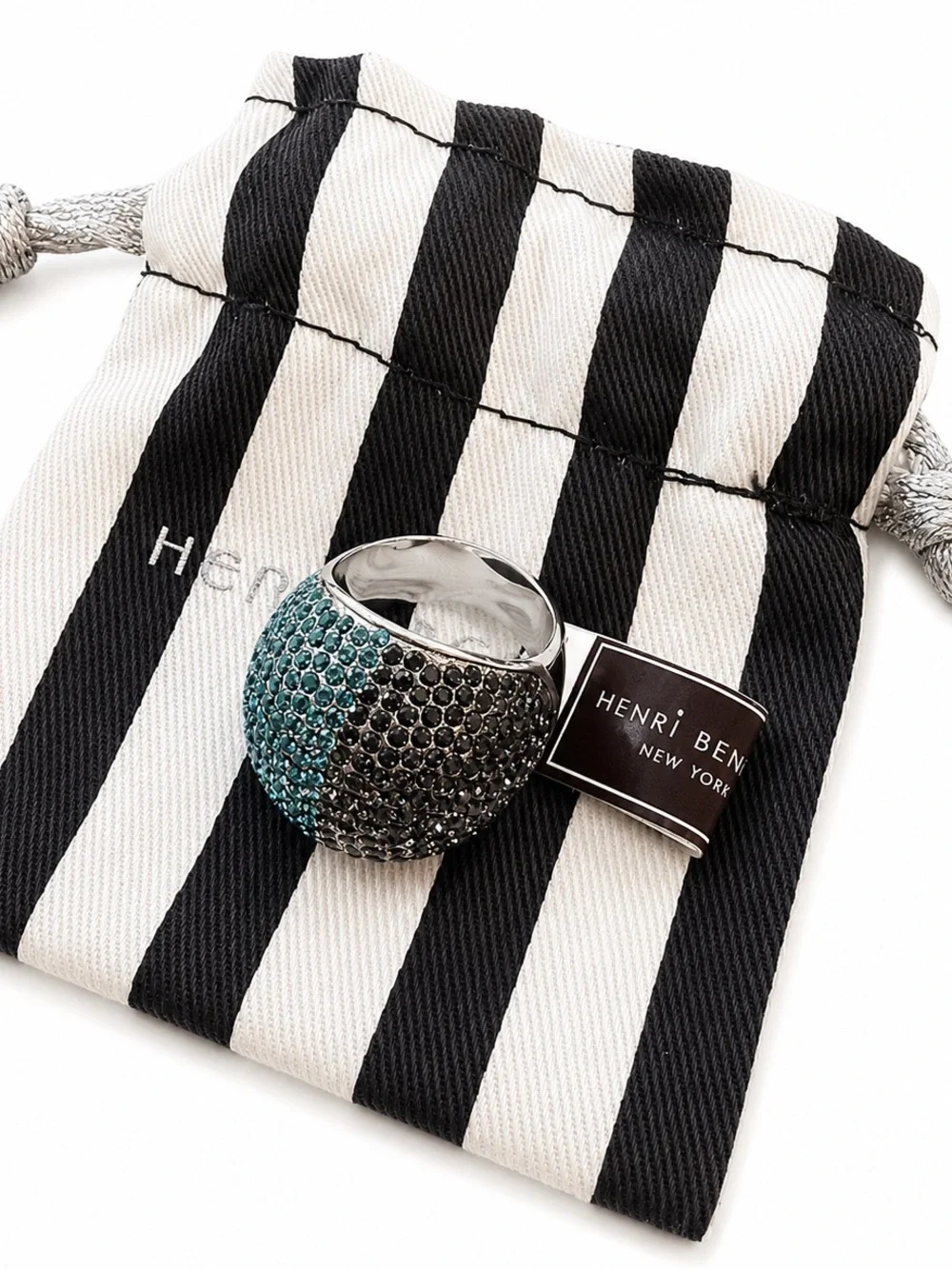 Henri Bendel Gunmetal Pave Dome Ring NWT sz 8